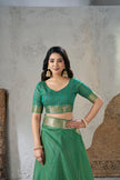 Emerald Green Banarasi Silk Saree with Golden Zari Border