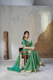 Emerald Green Banarasi Silk Saree with Golden Zari Border