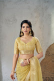 Golden Mustard Banarasi Silk Saree with Rich Zari Elegance