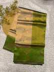 Elegant Beige & Olive Green Banarasi Silk Saree with Leaf Motifs