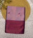 Elegant Purple Banarasi Silk Saree with Wine Pallu & Floral Woven Motifs