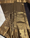 Elegant Black Silk Saree with Antique Gold Woven Zari