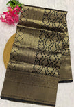 Elegant Black Silk Saree with Antique Gold Woven Zari