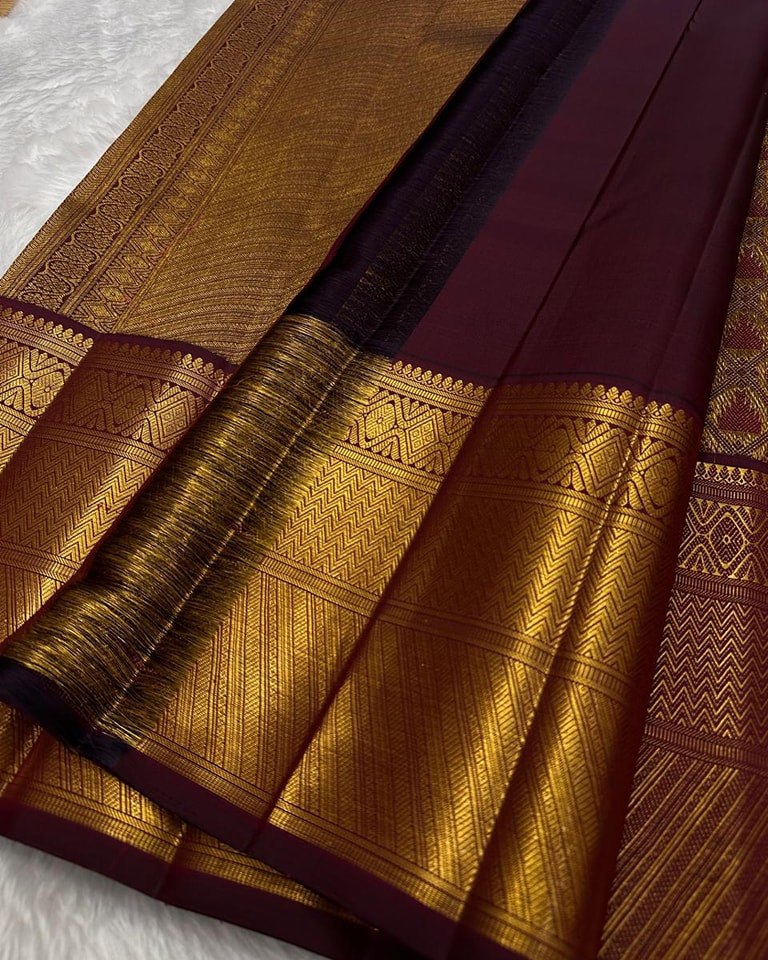 Wine Purple Woven Silk Saree with Rich Gold Zari Border