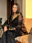 Black Silk Saree with Antique Gold Zari Border
