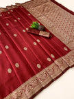 Maroon Silk Saree with Gold Zari Border
