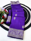 Royal Purple Silk Saree with Gold Zari Border