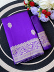 Royal Purple Silk Saree with Gold Zari Border
