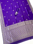 Royal Purple Silk Saree with Gold Zari Border