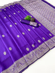 Royal Purple Silk Saree with Gold Zari Border