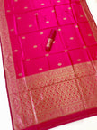 Vibrant Pink Silk Saree with Gold Zari Border