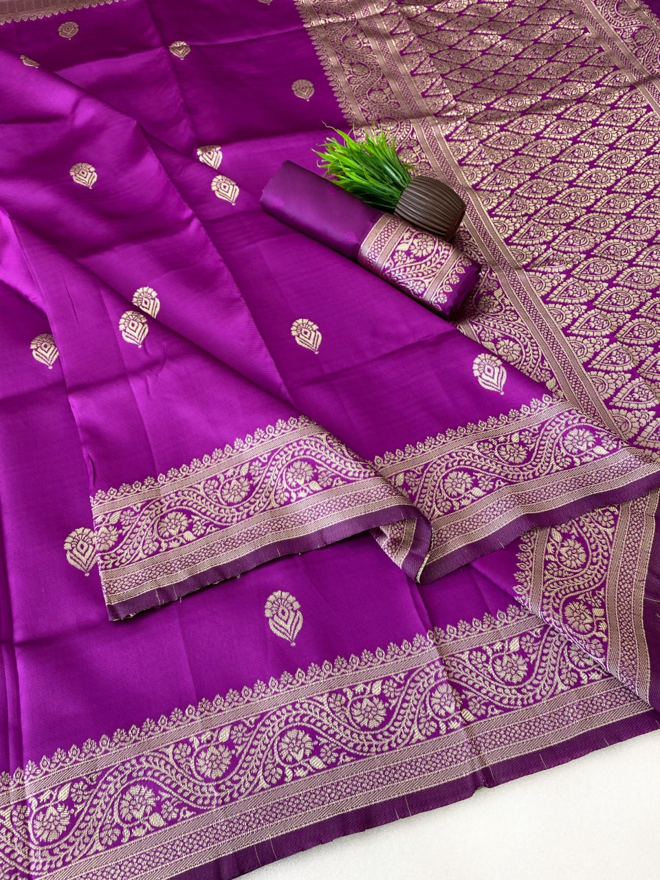 Vibrant Magenta Silk Saree with Silver Zari Border