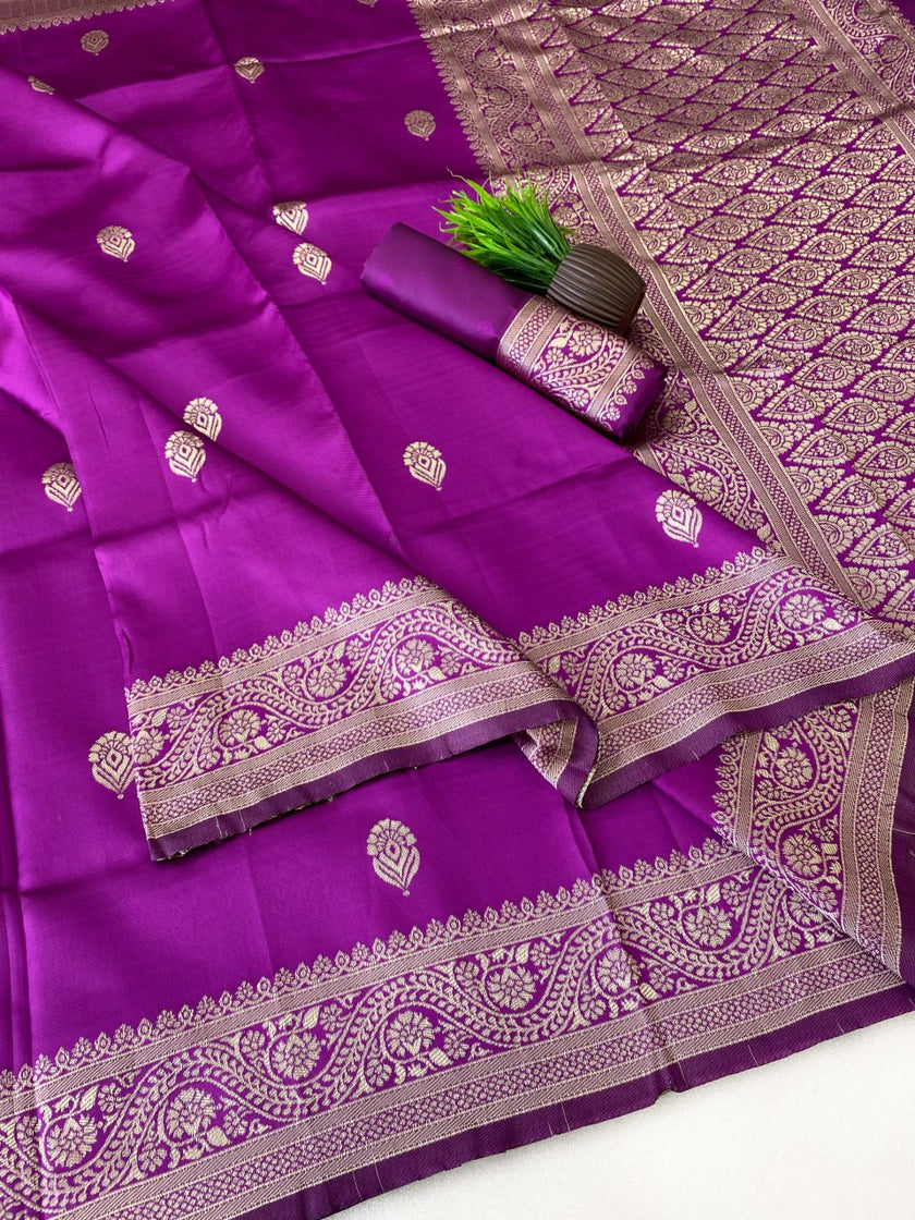 Vibrant Magenta Silk Saree with Silver Zari Border