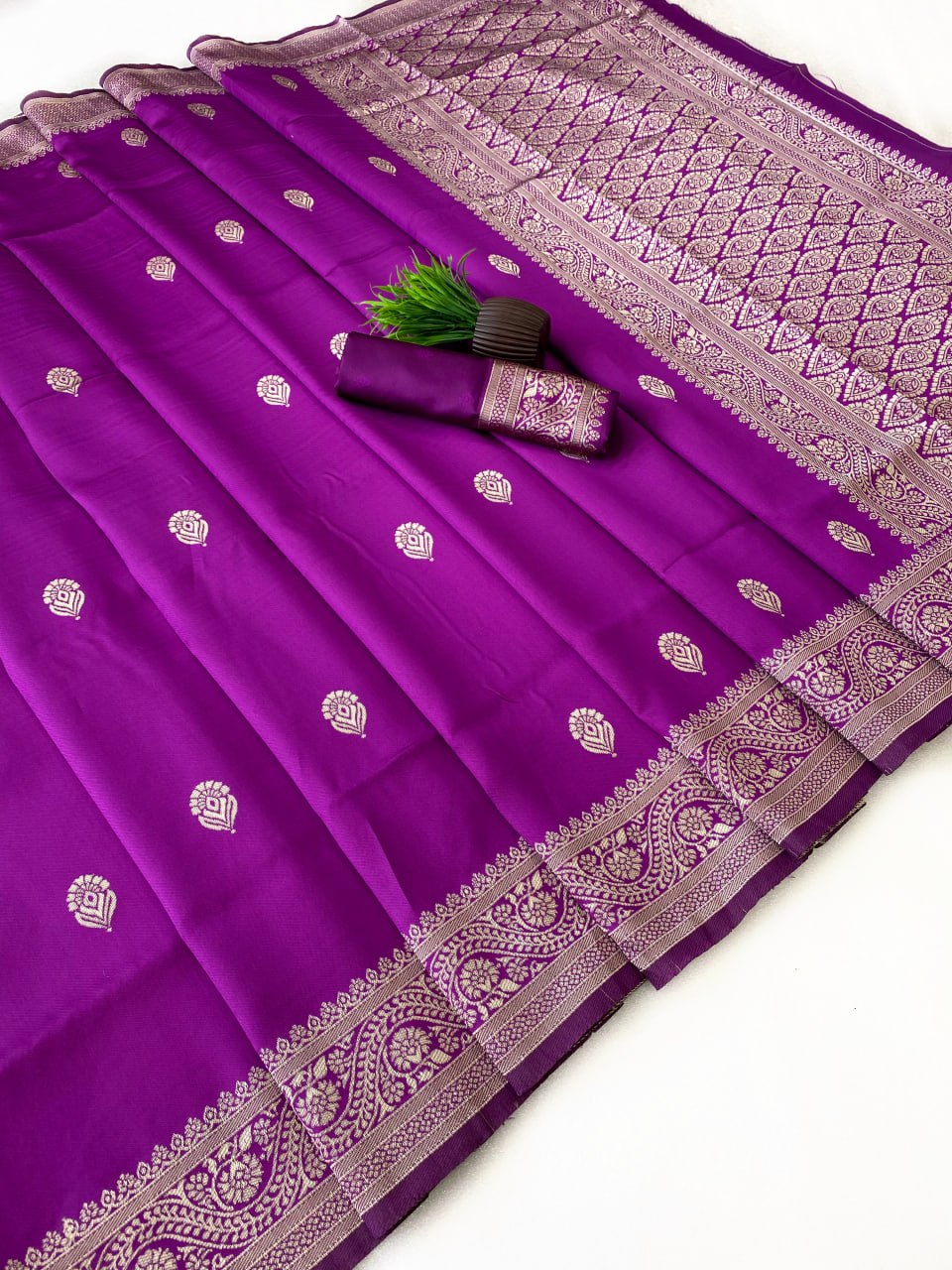 Vibrant Magenta Silk Saree with Silver Zari Border