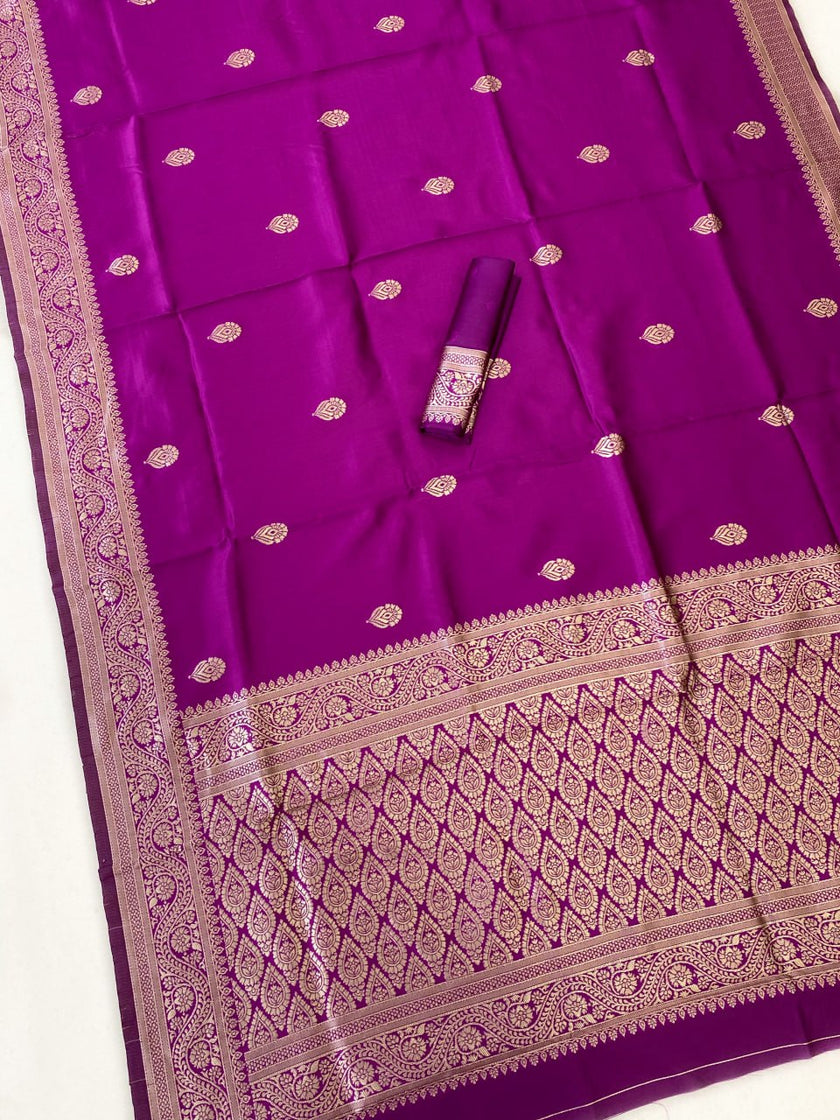 Vibrant Magenta Silk Saree with Silver Zari Border