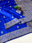 Royal Blue Silk Saree with Silver Zari Border
