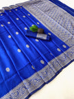 Royal Blue Silk Saree with Silver Zari Border