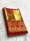 Red & Gold Banarasi Silk Saree with Paisley Zari Border