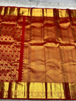 Red & Gold Banarasi Silk Saree with Paisley Zari Border