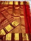 Red & Gold Banarasi Silk Saree with Paisley Zari Border