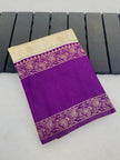 Royal Purple & Cream Banarasi Silk Saree
