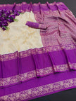 Royal Purple & Cream Banarasi Silk Saree