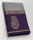 Purple & Grey Silk Saree with Paisley Zari Motif