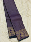 Royal Purple Banarasi Silk Saree with Antique Gold Zari