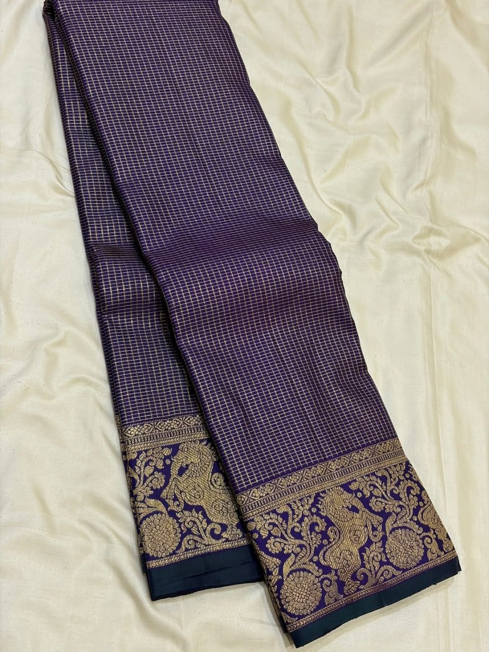 Royal Purple Banarasi Silk Saree with Antique Gold Zari