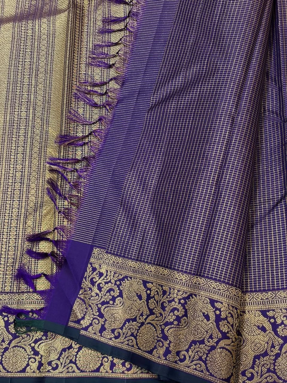 Royal Purple Banarasi Silk Saree with Antique Gold Zari