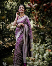 Magenta Floral Printed Silk Saree