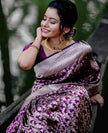 Magenta Floral Printed Silk Saree