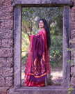 Purple & Pink Silk Saree with Woven Border