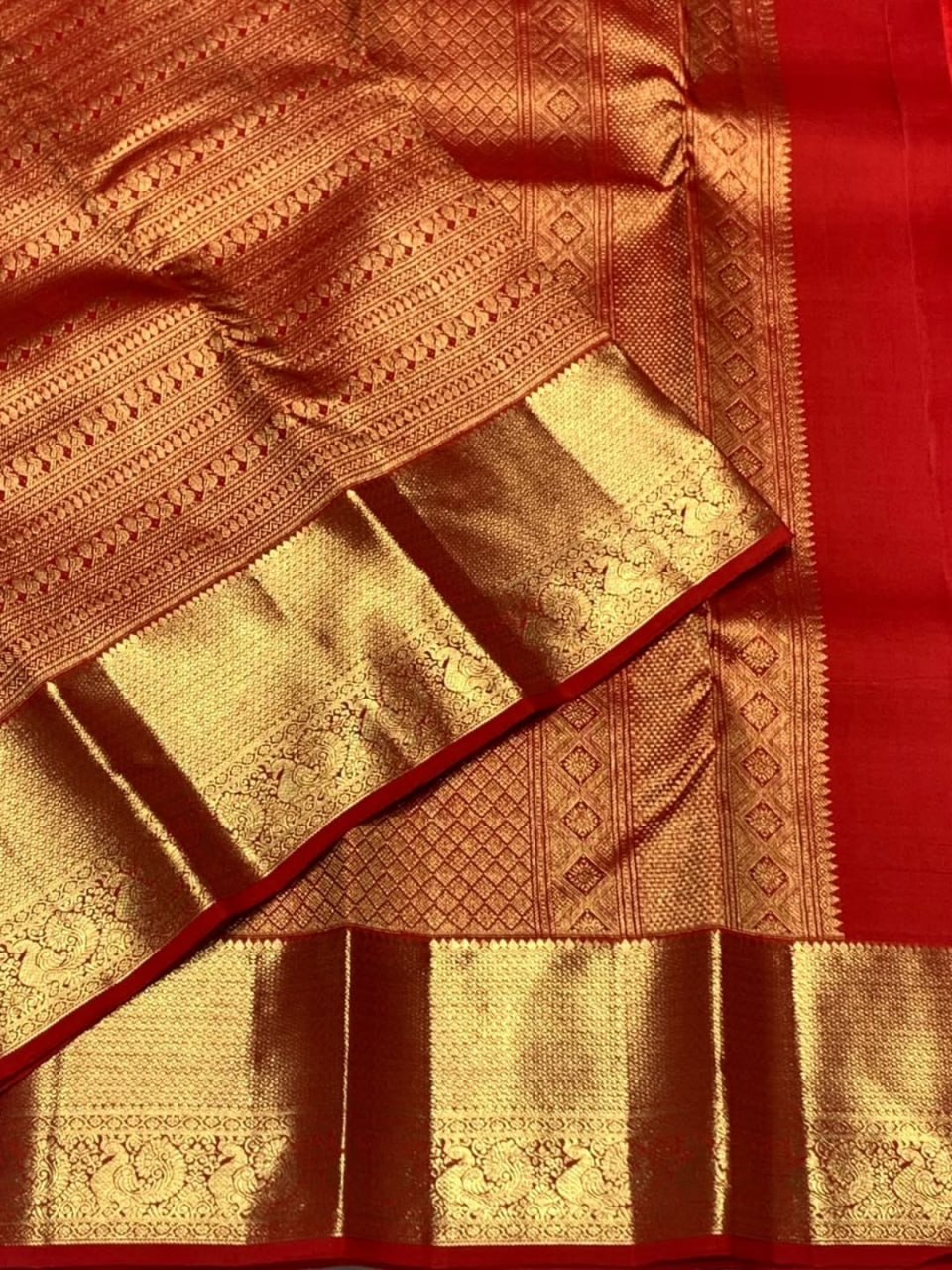Elegant Red & Gold Zari Woven Silk Saree