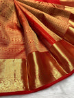 Elegant Red & Gold Zari Woven Silk Saree