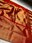 Elegant Red & Gold Zari Woven Silk Saree