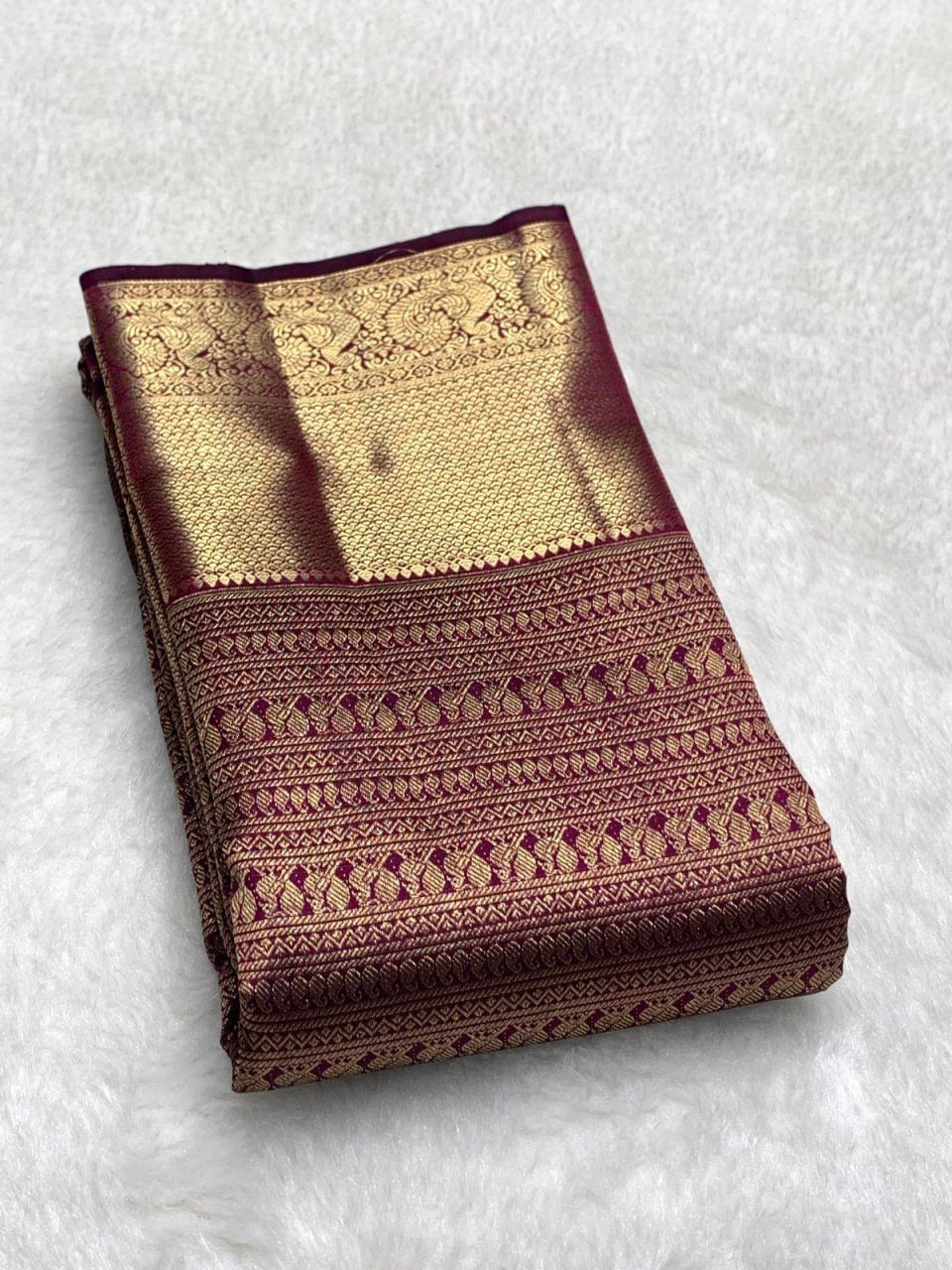 Elegant Wine & Gold Zari Woven Silk Saree
