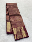 Elegant Wine & Gold Zari Woven Silk Saree