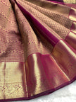 Elegant Wine & Gold Zari Woven Silk Saree
