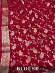 Off White and Red Silk Saree with Woven Border