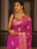 Vijayalakshmi - Pink Kanjivaram Silk Saree with Gold Paisley Zari Border