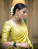 Hema Yellow Banarasi Silk Saree WIth Fabulouse Blouse Piece