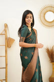 Maruti - Green Soft Silk Saree with Jacquard Woven Border