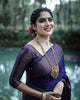 Nayira - Navy Blue Soft Silk Saree with Silver Zari Border and Matching Blouse