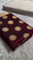 Maroon Banarasi Silk Saree with Gold Zari Circular Medallion Motifs & Rich Woven Border