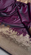 Majestic Wine Banarasi Silk Saree with Golden Zari Cityscape Border