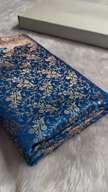 Royal Blue Banarasi Silk Saree with All-Over Golden Zari Floral Weaving