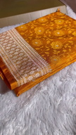 Orange Gold Banarasi Silk Saree With Intricate Zari Weaving