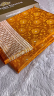 Orange Gold Banarasi Silk Saree With Intricate Zari Weaving