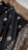 Black Banarasi Silk Saree with Golden Zari Floral Motifs & Traditional Border